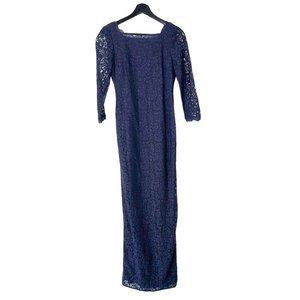 Adrianna Papell Navy Blue Long Sleeve Tapered Full Length Dress 4